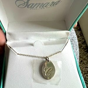 “c” initial 1/2” pendant necklace sterling silver 925 16” chain from Macys